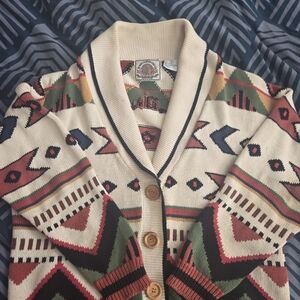 Shawl Collar Cream Knit Cardigan Sweater - Unknown Brand